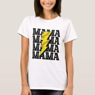 Vintage Softll Mama Distressed Lightning Bolt Mom T-Shirt