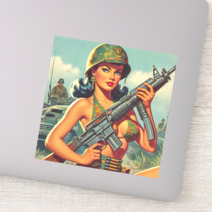 Vintage Soldier Pin-up Sticker