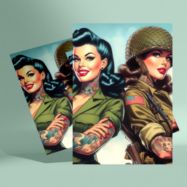 Vintage Soldier Pin-ups Postcard (Creator Uploaded)