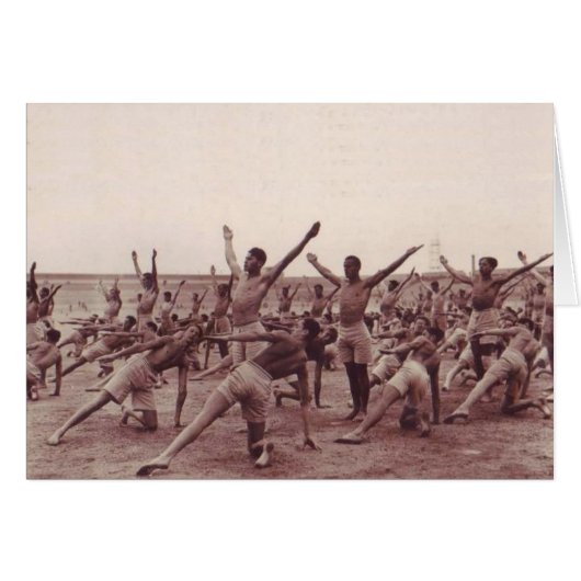 Vintage Soldiers Exercising Cards (Front Horizontal)