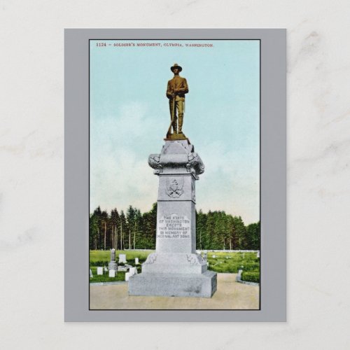 Vintage Soldiers Monument Olympia WA Postcard
