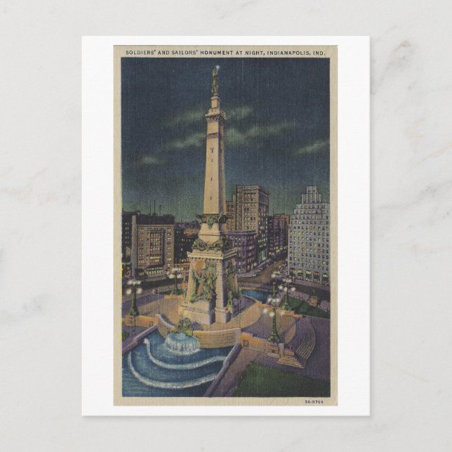 Vintage Soldiers & Sailors Monument, Indianapolis Postcard (Front)
