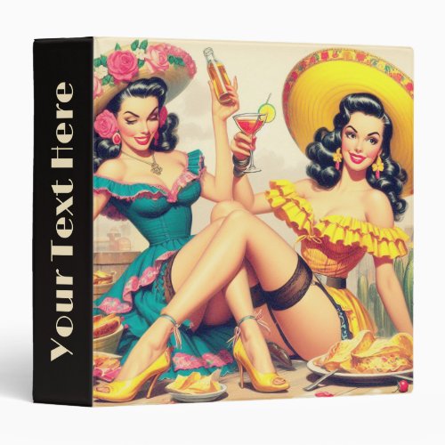 Vintage Sombrero Girls 3 Ring Binder