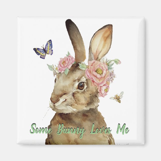vintage some bunny loves me retro rabbit  magnet (Front)