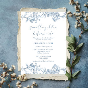 Vintage Something Blue Before I Do Bridal Shower  Invitation