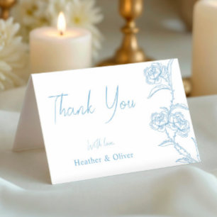 Vintage Something Blue Before I Do Bridal Shower Letterpress Thank You Card