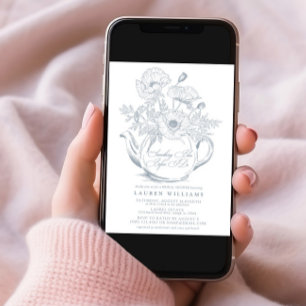 Vintage Something Blue Bridal Tea Bridal Shower Invitation