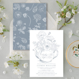 Vintage Something Blue Bridal Tea Bridal Shower Invitation