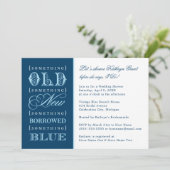 Vintage Something Blue Navy Wedding Bridal Shower Invitation (Standing Front)