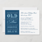 Vintage Something Blue Navy Wedding Bridal Shower Invitation (Front)