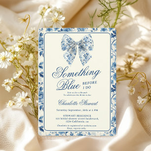 Vintage Something Blue Toile Bridal Shower Brunch Invitation