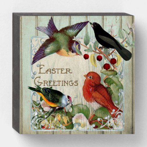 Vintage Songbird Easter Holiday Home Decorative  Wooden Box Sign