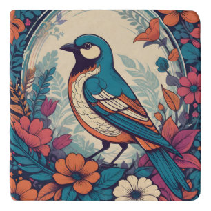 Vintage songbird illustration trivet