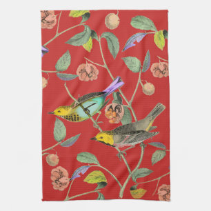 Vintage Songbird Red Towel
