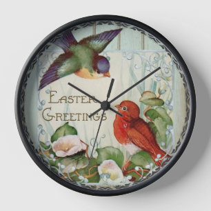 Vintage Songbirds Decorative Easter Wall  Clock
