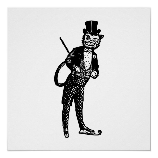 Vintage Sophisticated Opera Cat  Poster (Front)