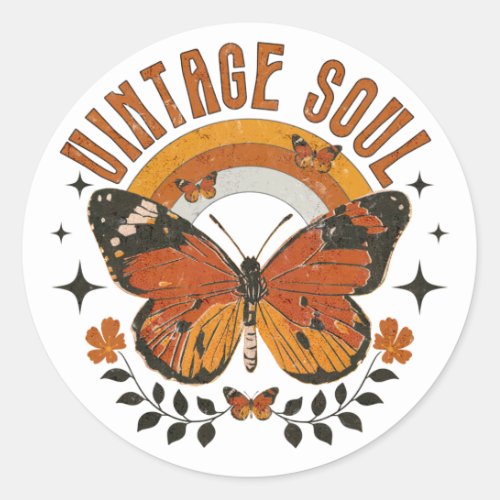 Vintage Soul Butterfly Classic Round Sticker