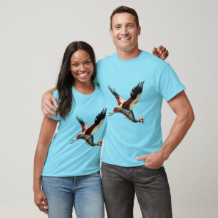 Vintage South African Crowned Crane Flying Art T-Shirt