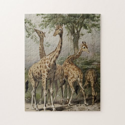 Vintage South African Giraffes Jigsaw Puzzle
