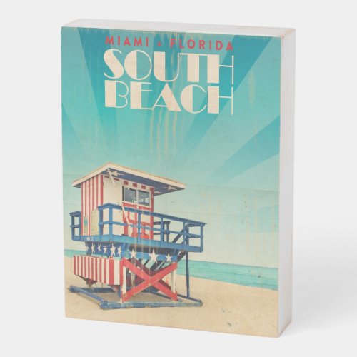 Vintage South Beach Florida Wooden Box Sign