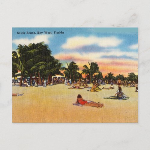 Vintage South Beach Key West Florida Travel Postcard