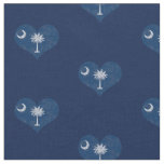 Vintage South Carolina Flag Hearts Fabric