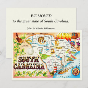 Vintage South Carolina Map Moving Announcement