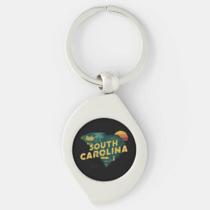 Vintage South Carolina State Map Keychain