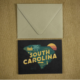 Vintage South Carolina State Map Postcard
