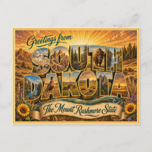 Vintage South Dakota Greeting From Postcard