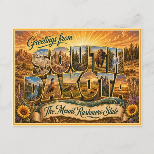Vintage South Dakota Greeting From Postcard (Front)