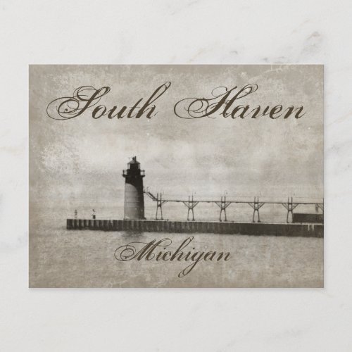 Vintage South Haven Michigan Lighthouse Postcard