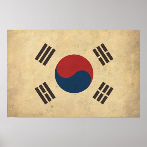 Vintage South Korea Flag Poster