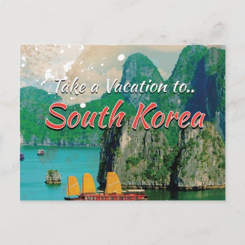 Vintage South Korea Travel Poster Postcard