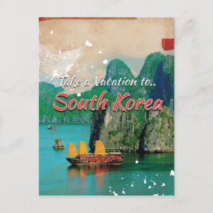 Vintage South Korea Travel Poster Postcard