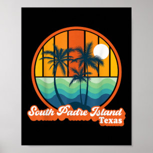 Vintage South Padre Island Texas Summer 90s Beach Poster