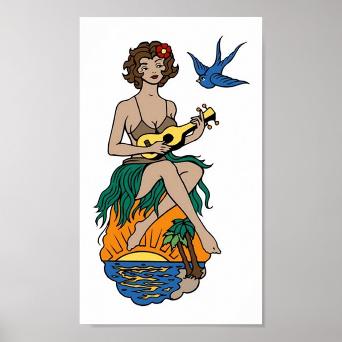 Vintage South Seas Girl Print