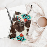 Vintage South Western Cowhide Atzec Pattern Planner<br><div class="desc">This planner seamlessly blends modern southwest aesthetics with a vintage touch, making it an exceptional accessory for those who appreciate timeless designs. Crafted with care, the planner features a distinctive cowhide cover that adds a rustic western flair. The Aztec pattern in turquoise hues not only complements the vintage southwest theme...</div>
