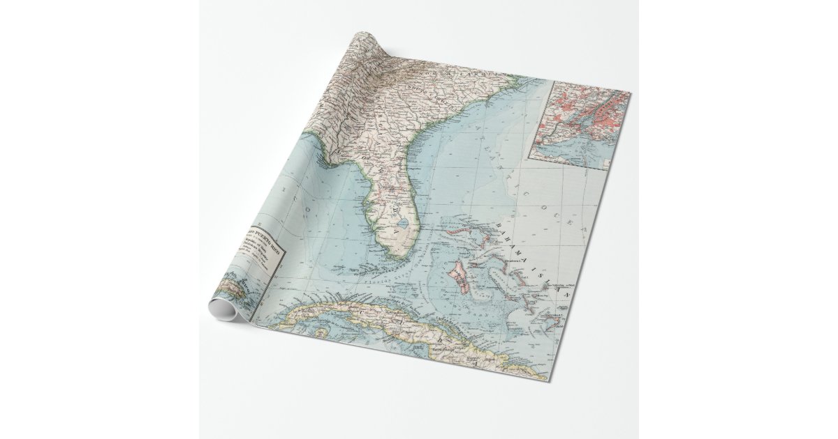 Vintage Southeastern Us And Caribbean Map 1900 Wrapping Paper Zazzle Com Vintage Southeastern Us And Caribbean Map 1900 Wrapping Paper Zazzle Com