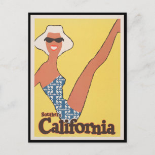 Vintage Southern California Santa Fe Train Ad Postcard