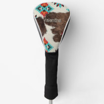 Vintage Southwestern Aztec turquoise Cowhide Name Golf Head Cover