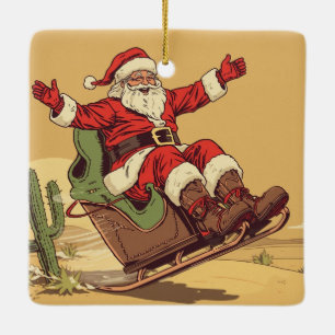 vintage Southwestern Christmas Ceramic Ornament