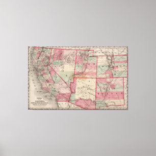 Vintage Southwestern United States Map (1869) Canvas Print