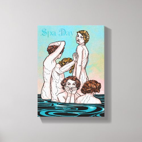 Vintage Spa Day Watercolor Wrapped Canvas
