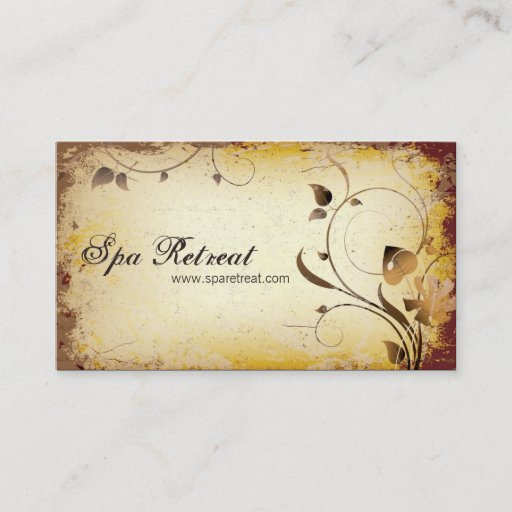 Customizable Vintage Spa Retreat Floral &amp; Leafy Business Card