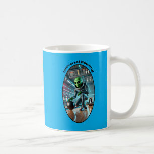 Vintage Space Alien Bowling in an Alley URM Coffee Mug