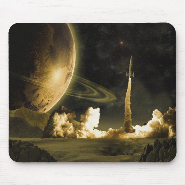 Vintage Space Launch Mouse Pad (Front)