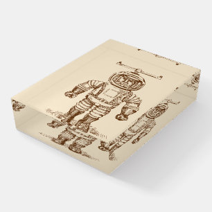Vintage Space Man Sketch / Drawing Paperweight