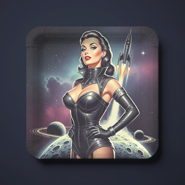 Vintage Space Pin-up Paper Plates (Creator Uploaded)