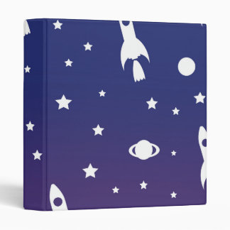 vintage Space Rockets Pattern 3 Ring Binder
